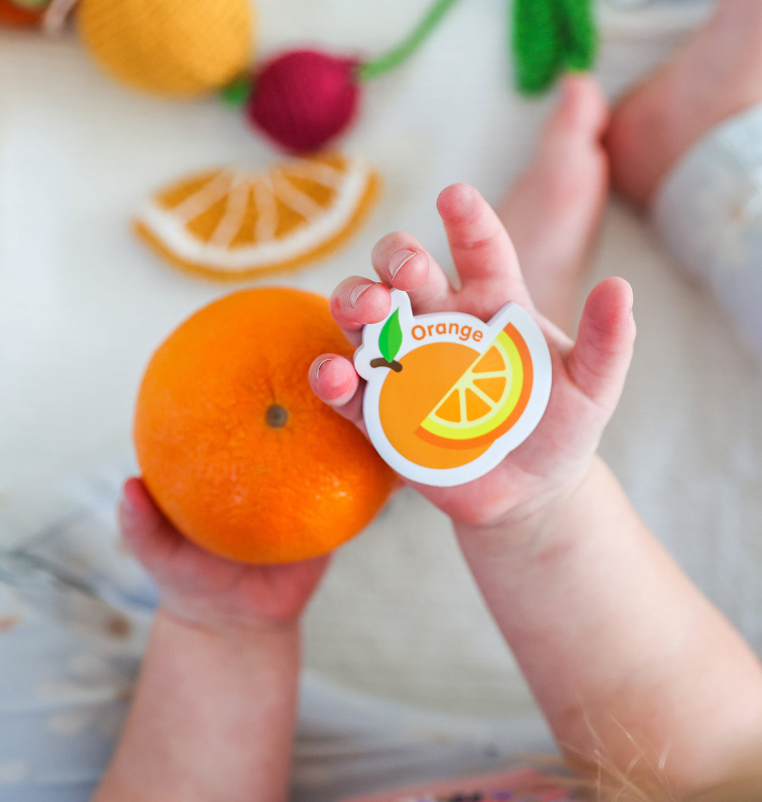 Curious columbus toddler fridge magnets, food theme refrigerator magnets orange