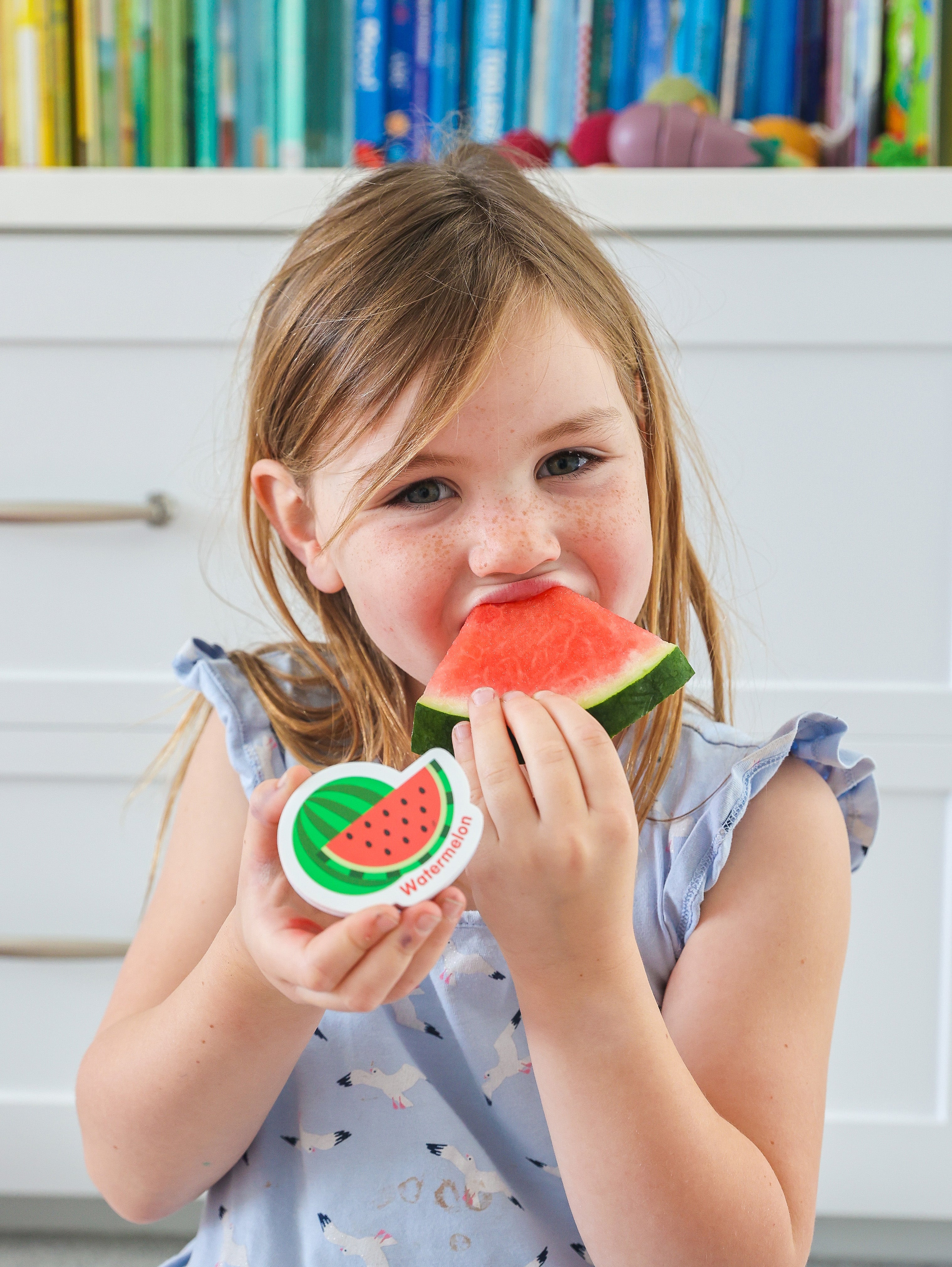 Curious columbus toddler fridge magnets, food theme refrigerator magnets watermelon