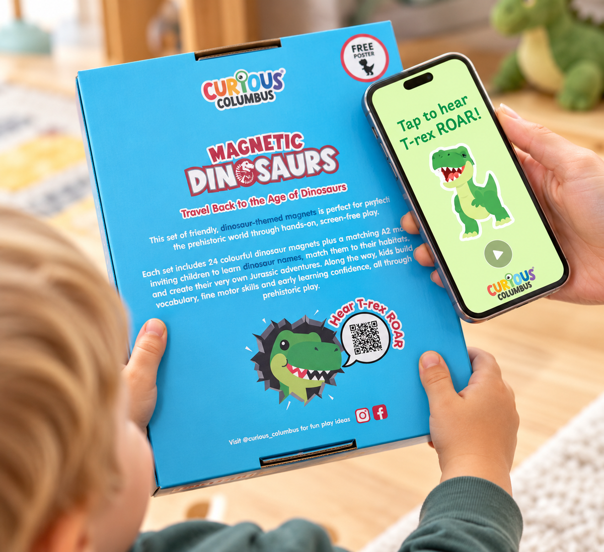 Curious Columbus Magnetic Dinosaurs – 25 Piece Magnetic Play Set