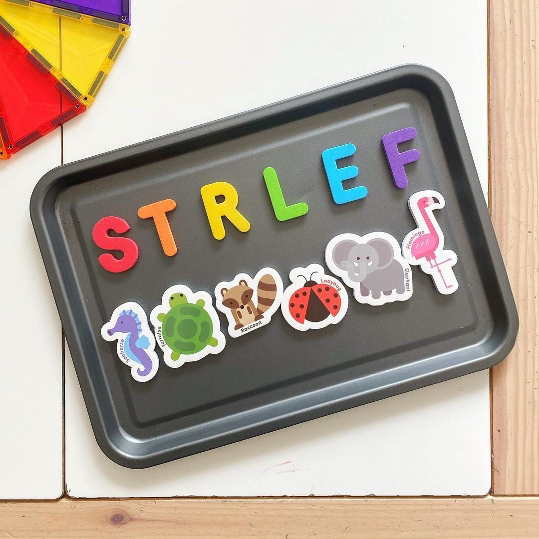 Curious Columbus Magnetic Animals and Letters – 52 Piece Alphabet & Animal Magnet Set
