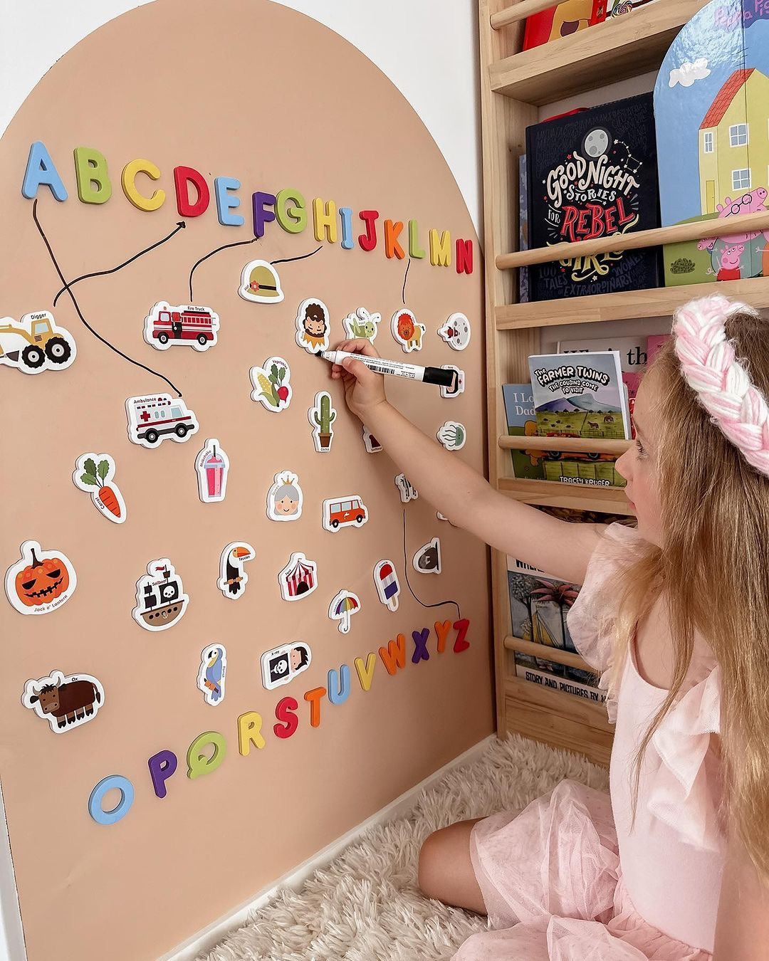 Curious Columbus Magnetic Objects and Letters – 78 Piece Alphabet & Object Magnet Set