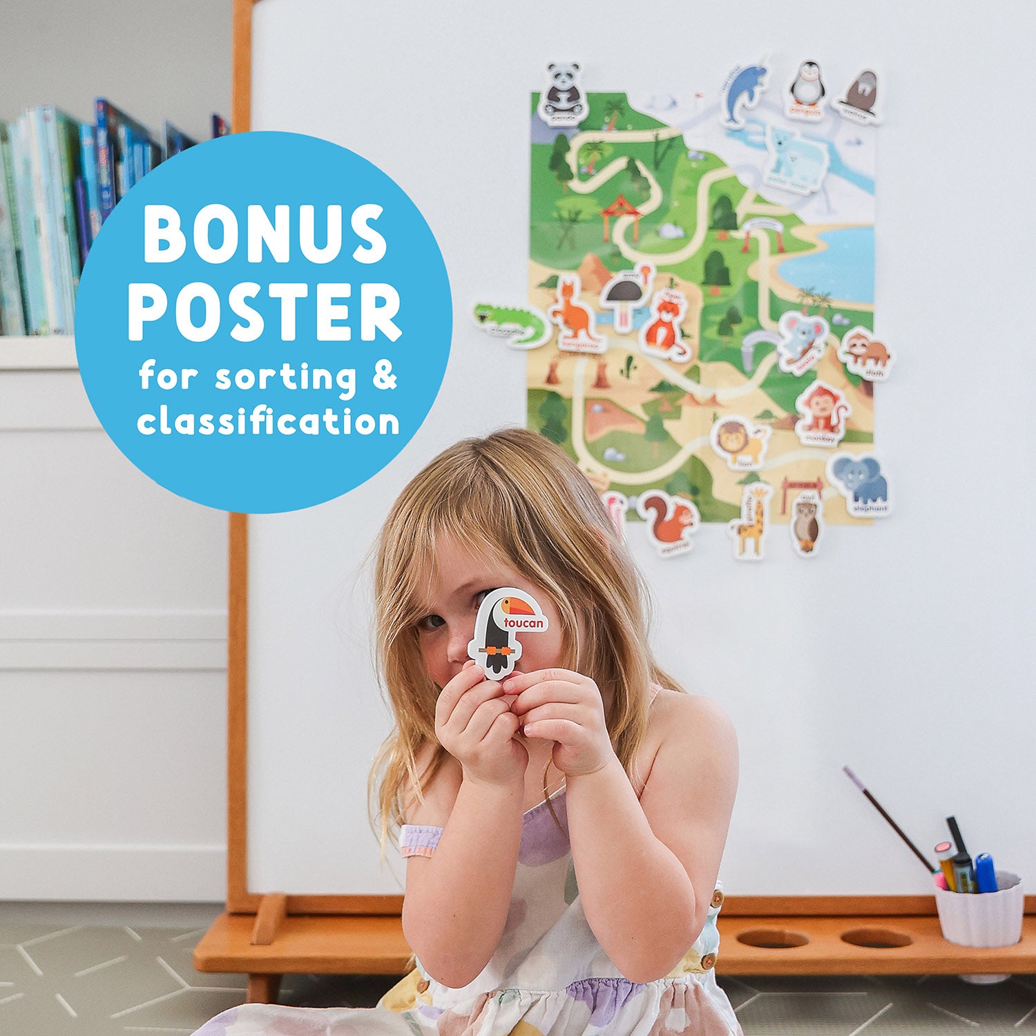 Curious Columbus Magnetic Zoo Animals – 28pc Fridge Magnets for Toddlers, Baby and Kids