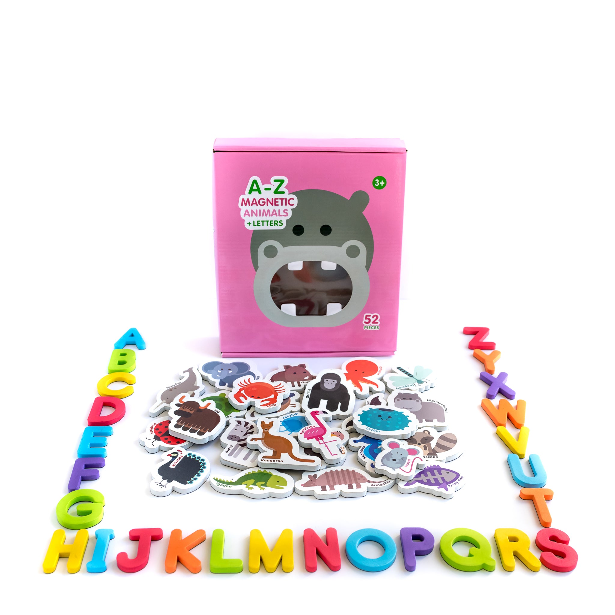 Curious Columbus Magnetic Animals and Letters – 52 Piece Alphabet & Animal Magnet Set