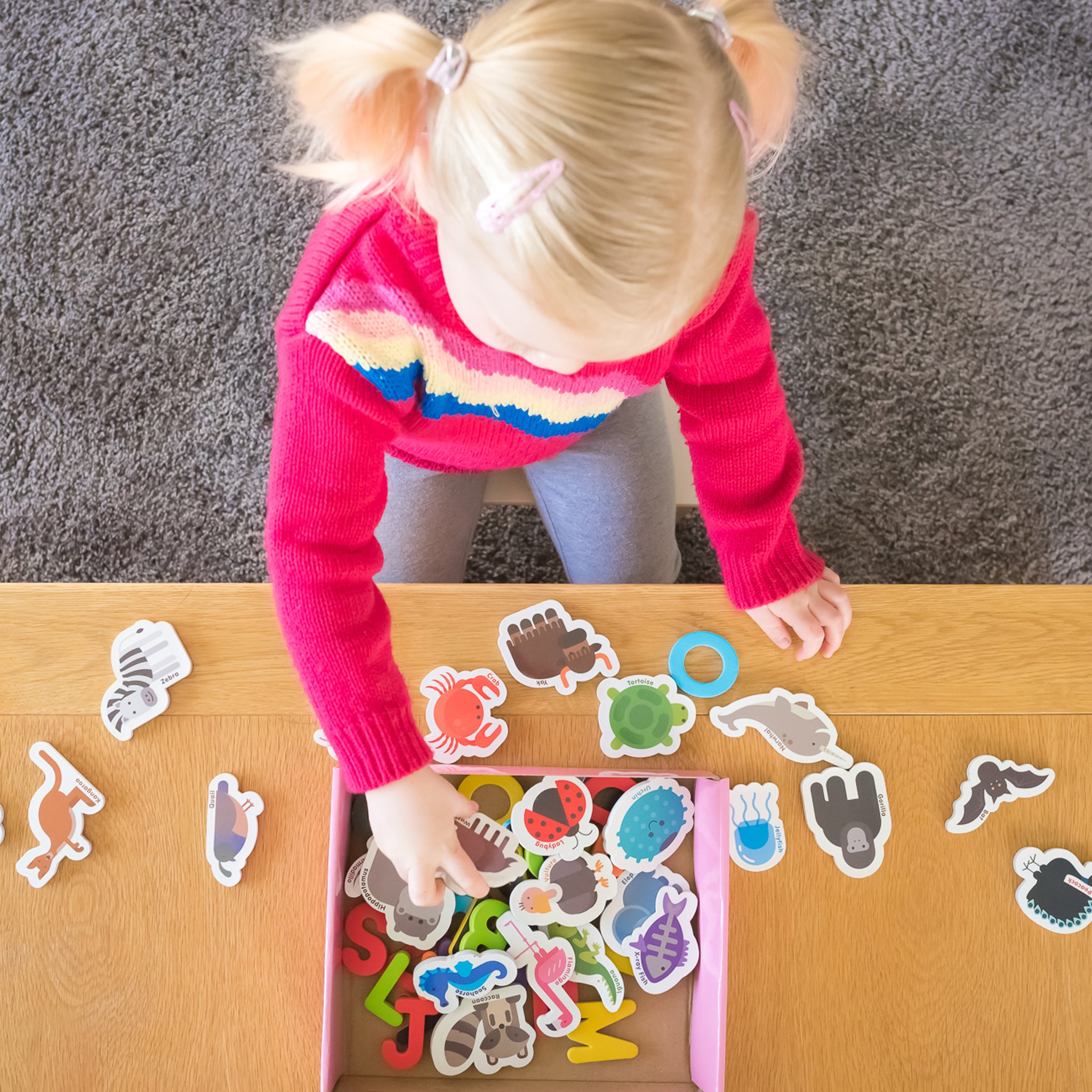 Curious Columbus Magnetic Animals and Letters – 52 Piece Alphabet & Animal Magnet Set
