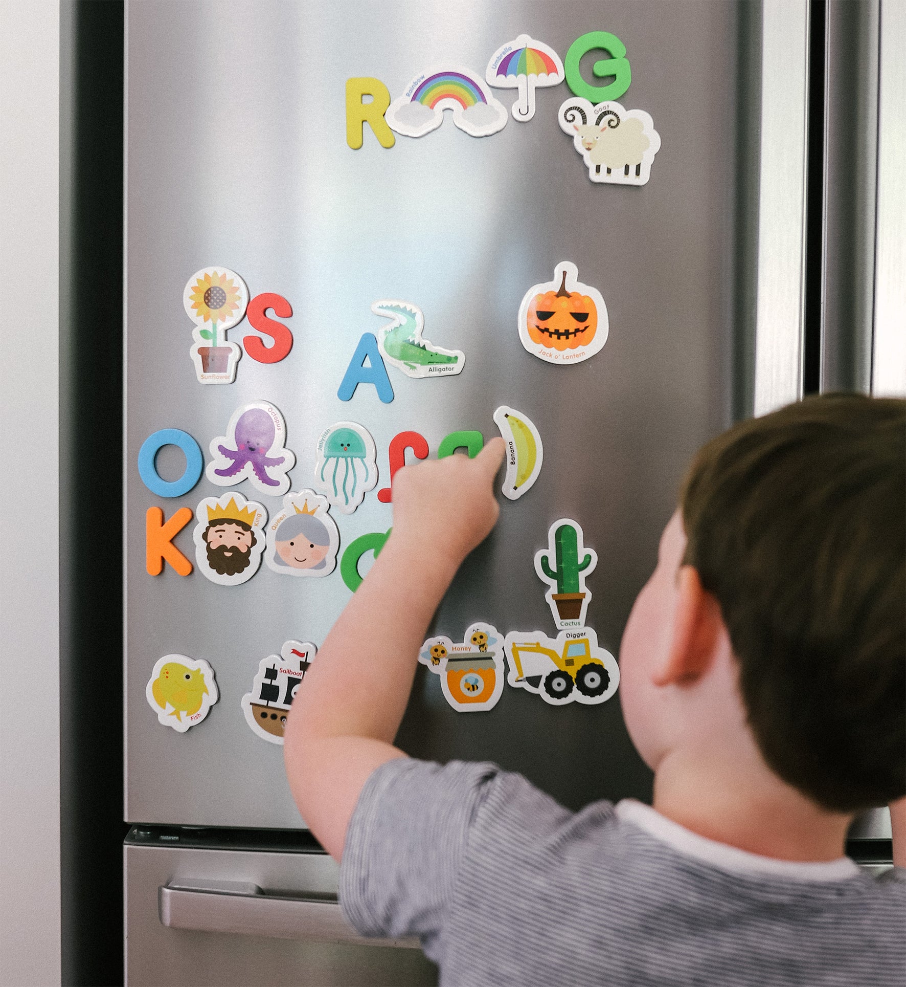 Curious Columbus Magnetic Objects and Letters – 78 Piece Alphabet & Object Magnet Set