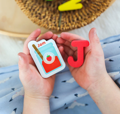 Curious Columbus Magnetic Foods and Letters – 52 Piece Alphabet &amp; Food Magnet Set