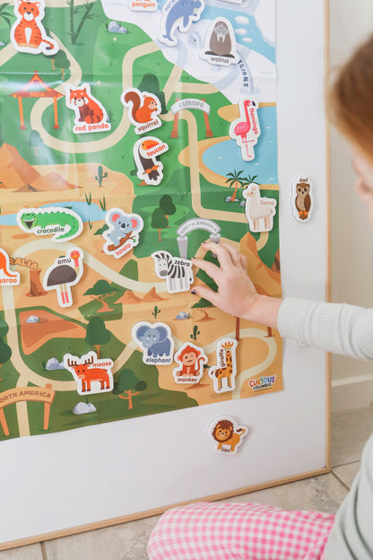 Curious Columbus Magnetic Zoo Animals – 28pc Fridge Magnets for Toddlers, Baby and Kids