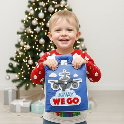 Curious Columbus Fabric Activity Book – Away We Go – Interactive Soft Travel Book