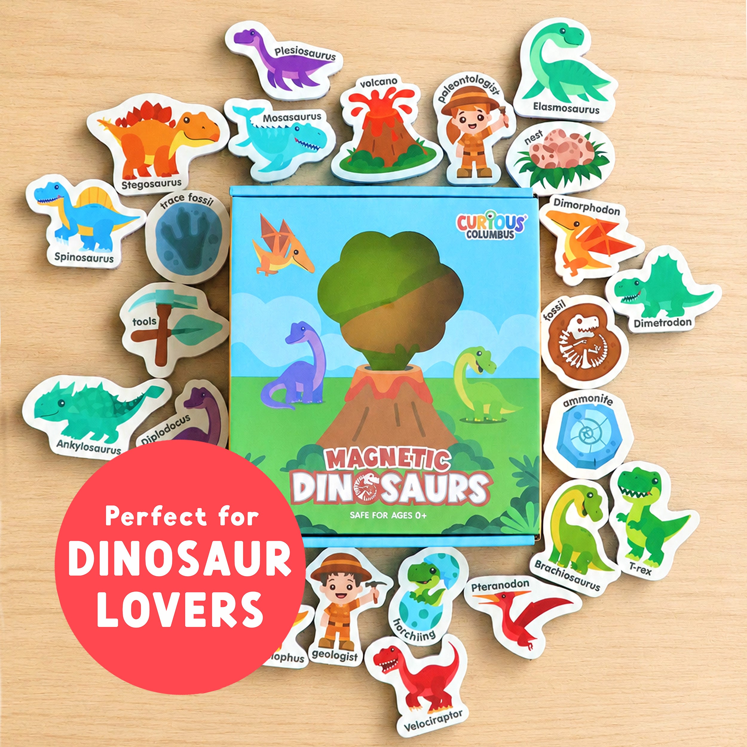 Curious Columbus Magnetic Dinosaurs – 25 Piece Magnetic Play Set