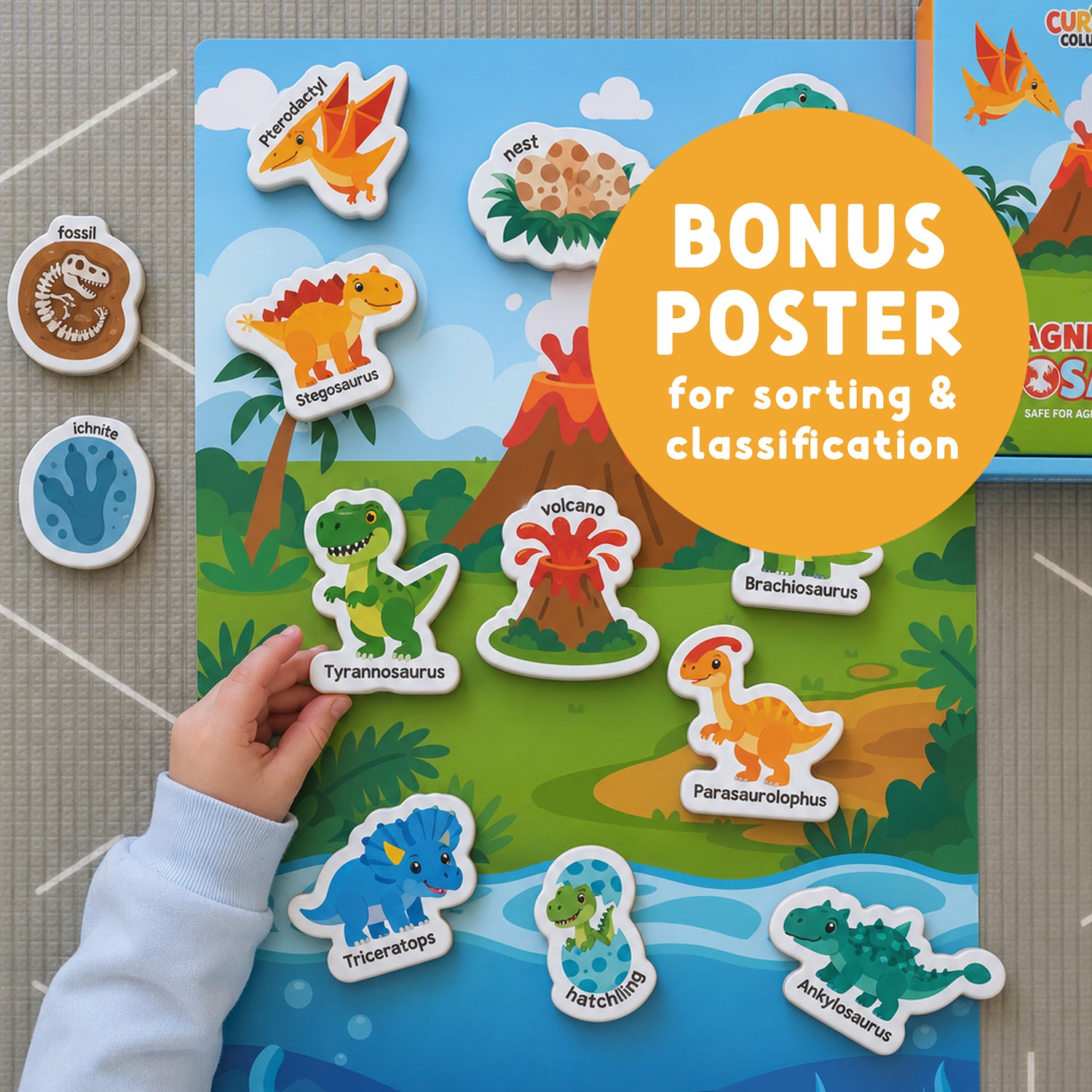 Curious Columbus Magnetic Dinosaurs – 25 Piece Magnetic Play Set