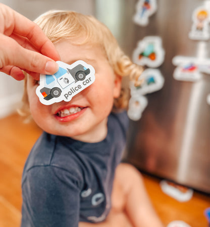 Curious Columbus Magnetic Vehicles – 27pc Fridge Magnets for Toddlers, Baby &amp; Kids