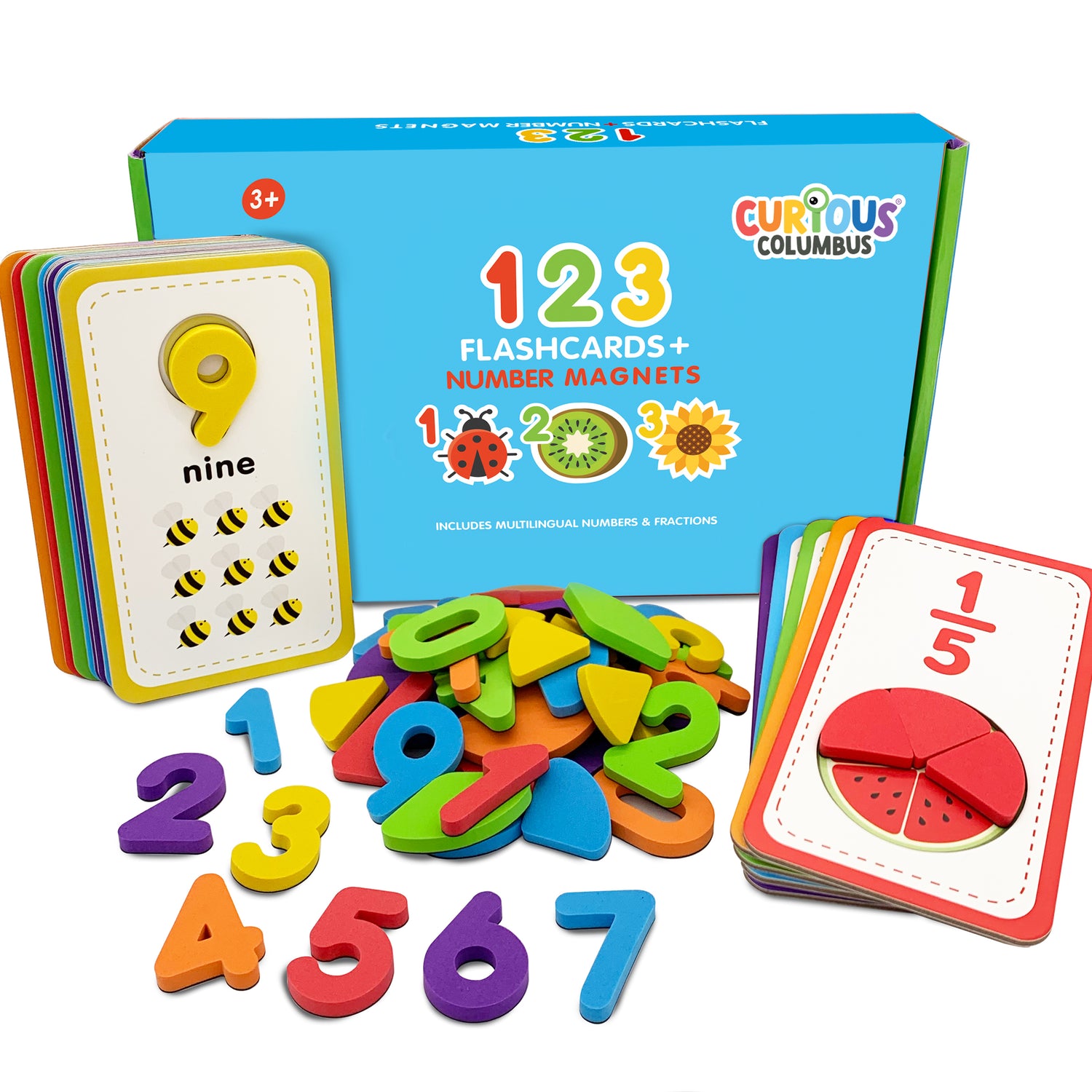 Curious Columbus Flashcards &amp; 123 Magnetic Numbers – Counting &amp; Number Learning Set