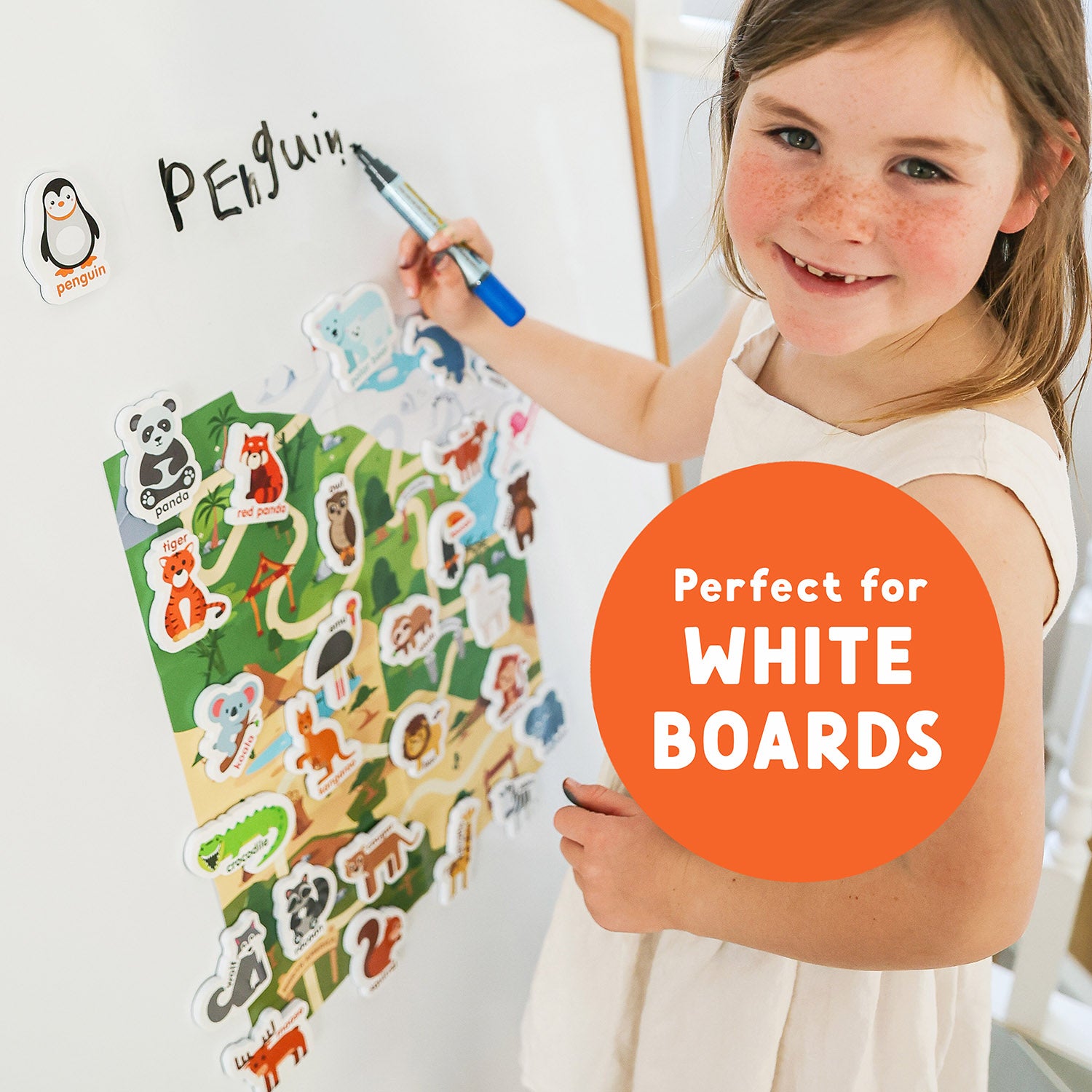 Curious Columbus Magnetic Zoo Animals – 28pc Fridge Magnets for Toddlers, Baby and Kids