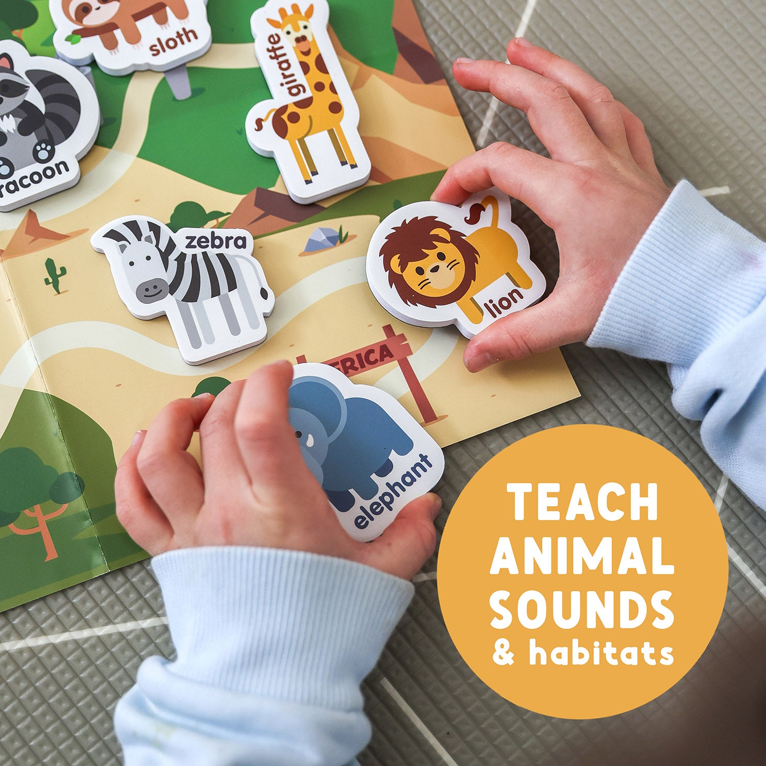 Curious Columbus Magnetic Zoo Animals – 28pc Fridge Magnets for Toddlers, Baby and Kids