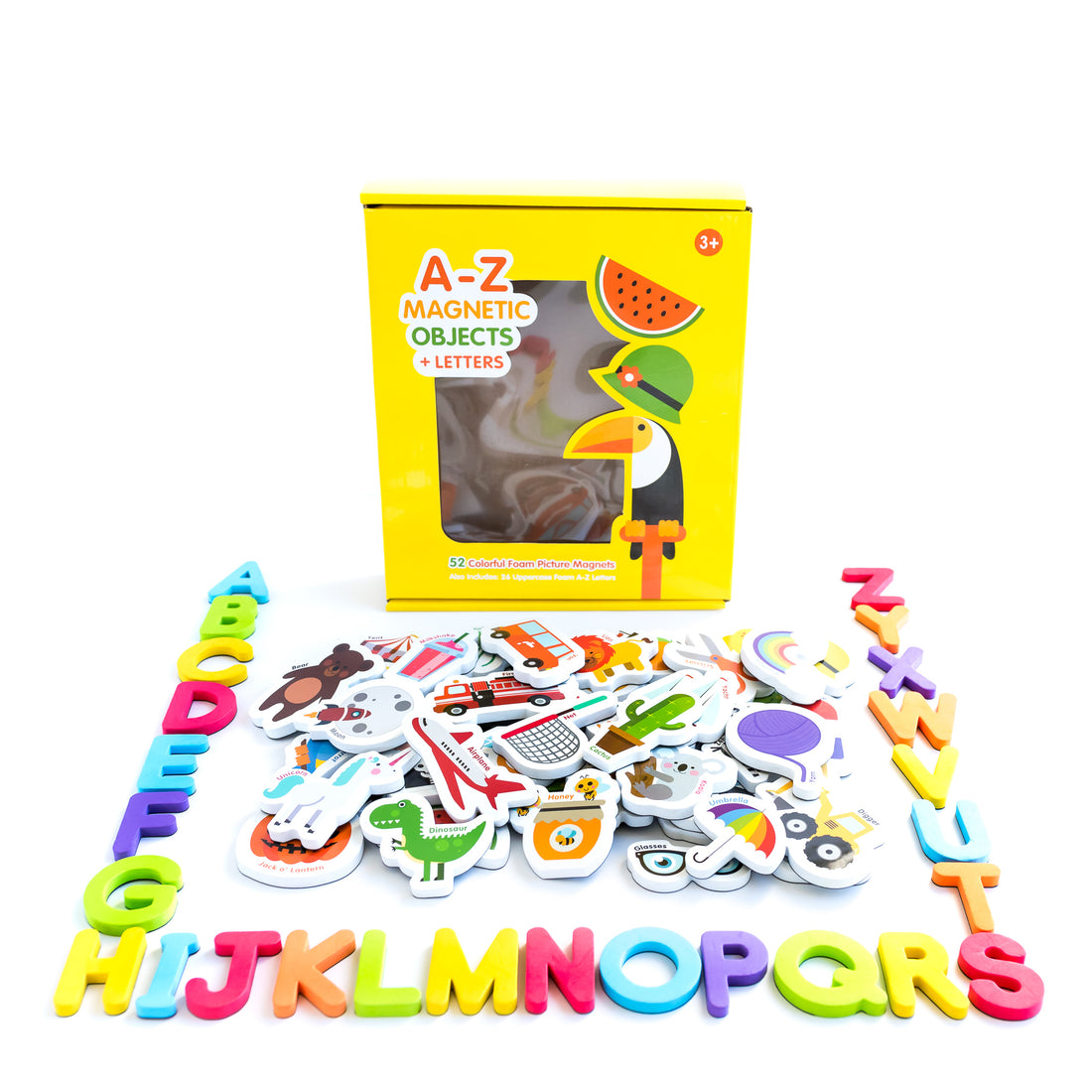 Curious Columbus Magnetic Objects and Letters – 78 Piece Alphabet & Object Magnet Set