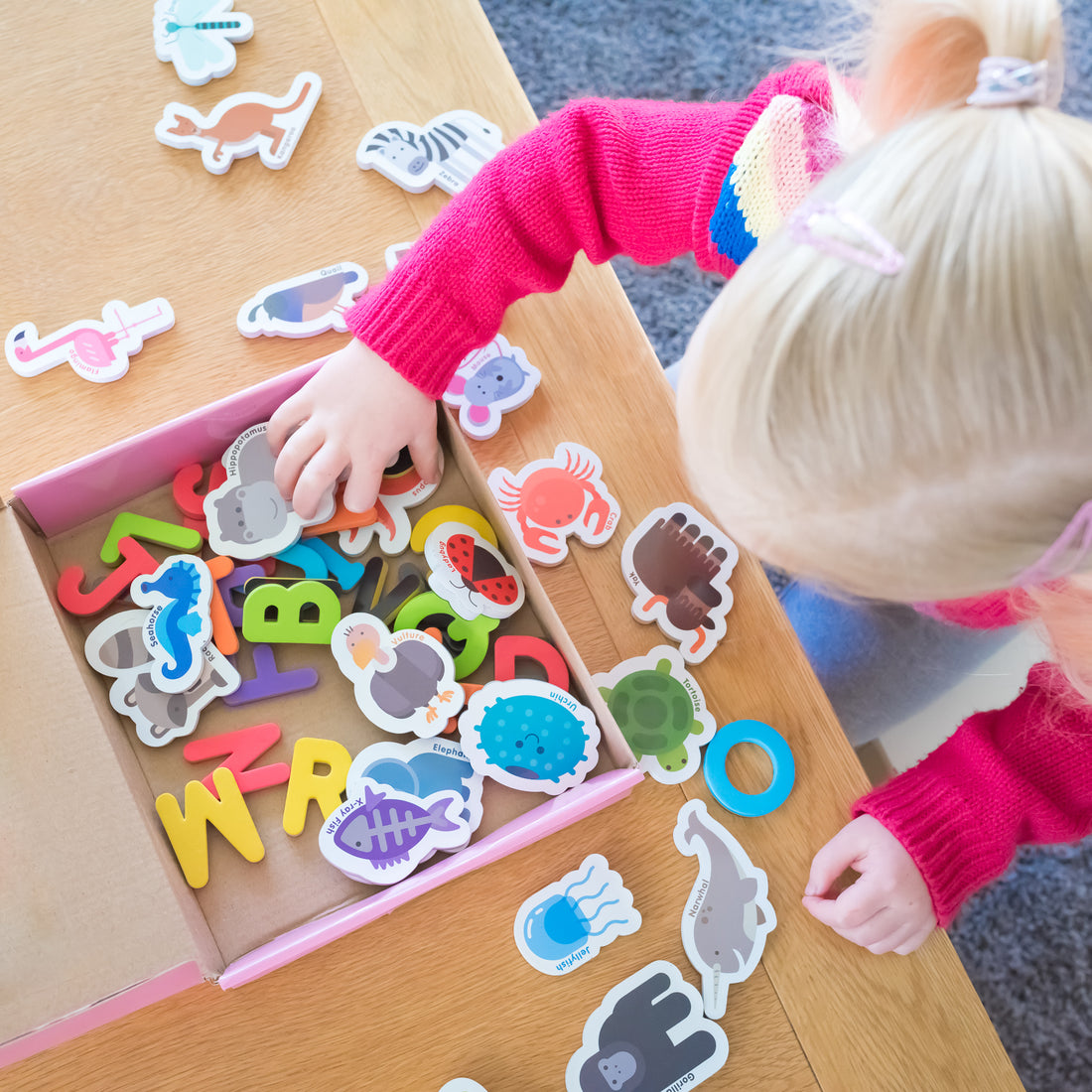 Curious Columbus Magnetic Animals and Letters – 52 Piece Alphabet &amp; Animal Magnet Set