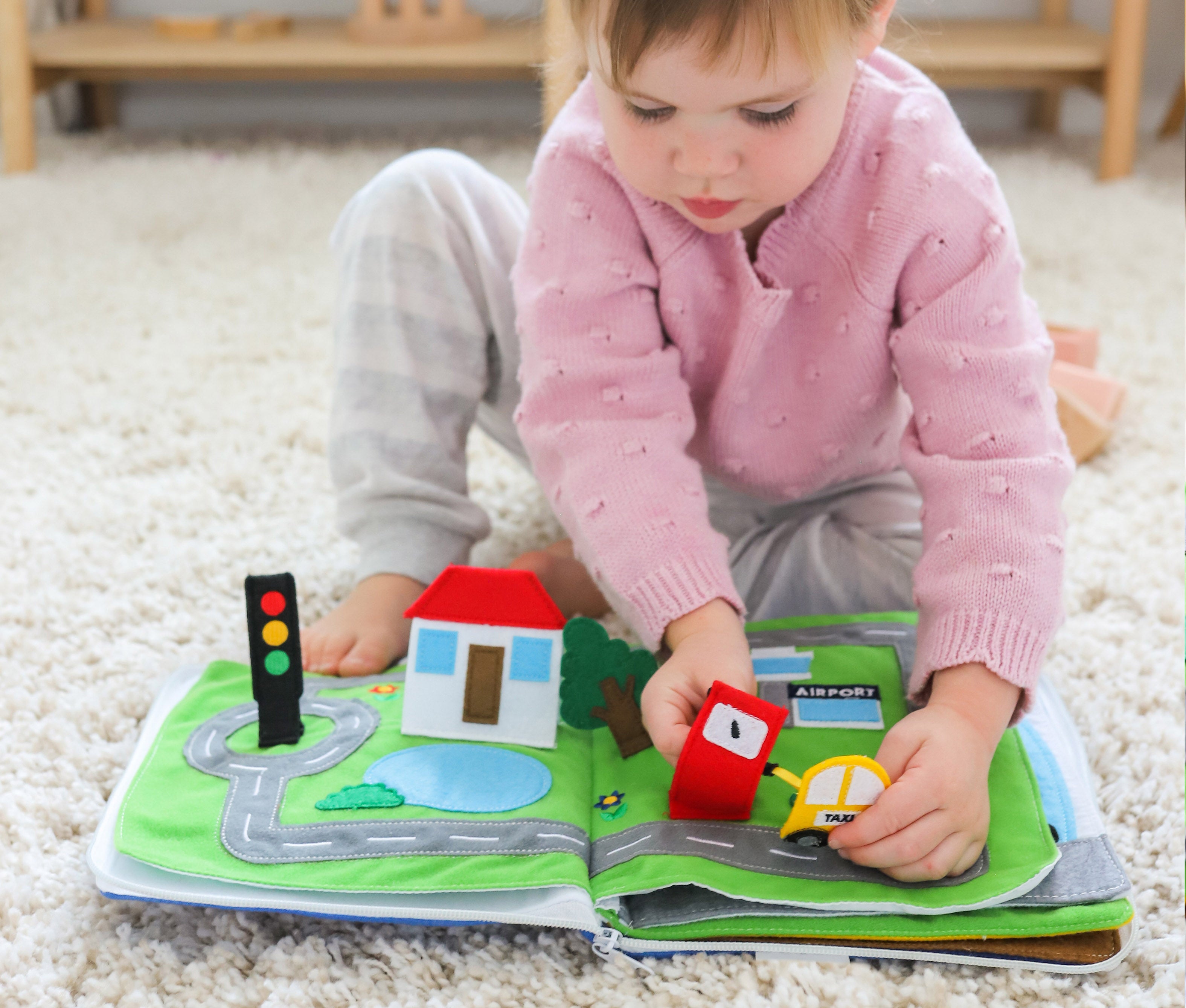 Curious Columbus Fabric Activity Book – Away We Go – Interactive Soft Travel Book