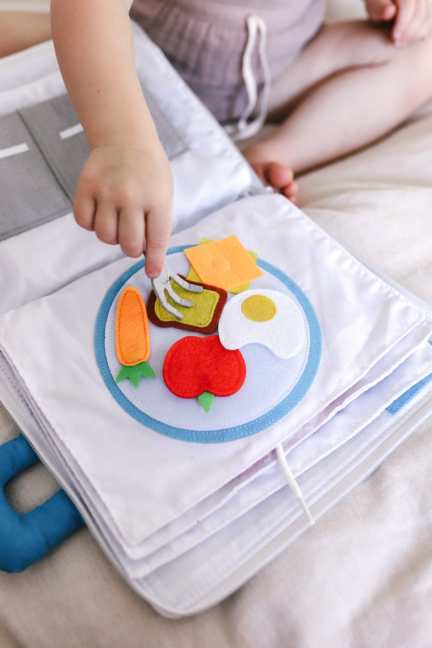 Curious Columbus Fabric Activity Book – My Big Day – Blue - Interactive Soft Learning Book