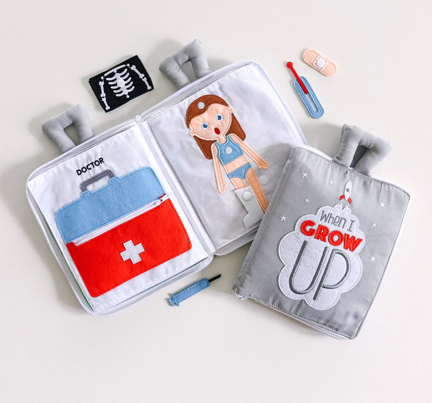 Curious Columbus Fabric Activity Book – When I Grow Up – Interactive Soft People &amp; Professions Book