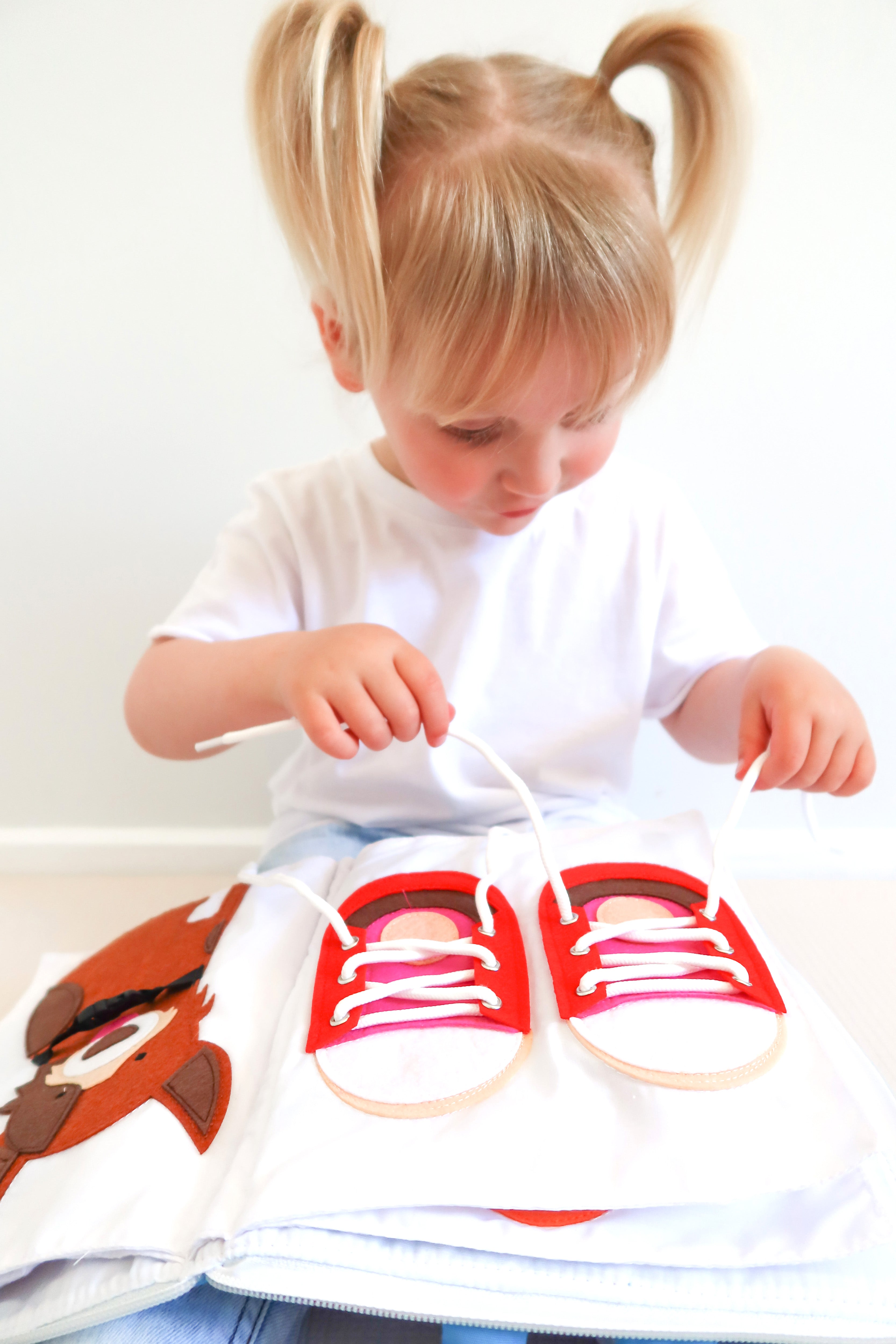 Curious Columbus Fabric Activity Book – My Big Day – Blue - Interactive Soft Learning Book