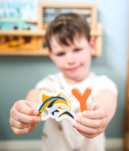 Curious Columbus Magnetic Sea Creatures and Letters – 52 Piece Alphabet &amp; Ocean Magnet Set